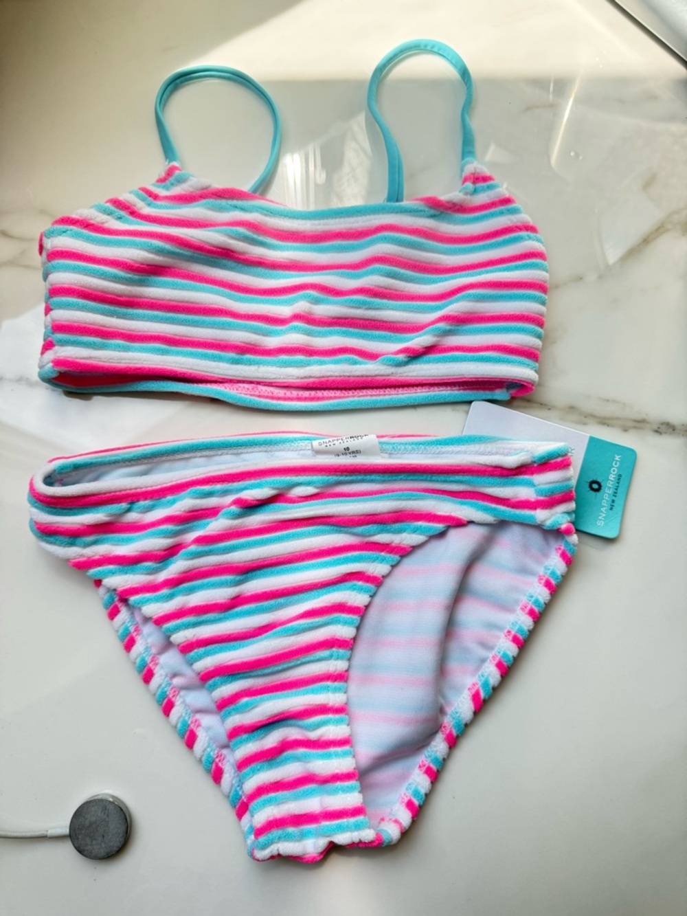 Snapper Rock Sorbet Stripe teen crop bikini